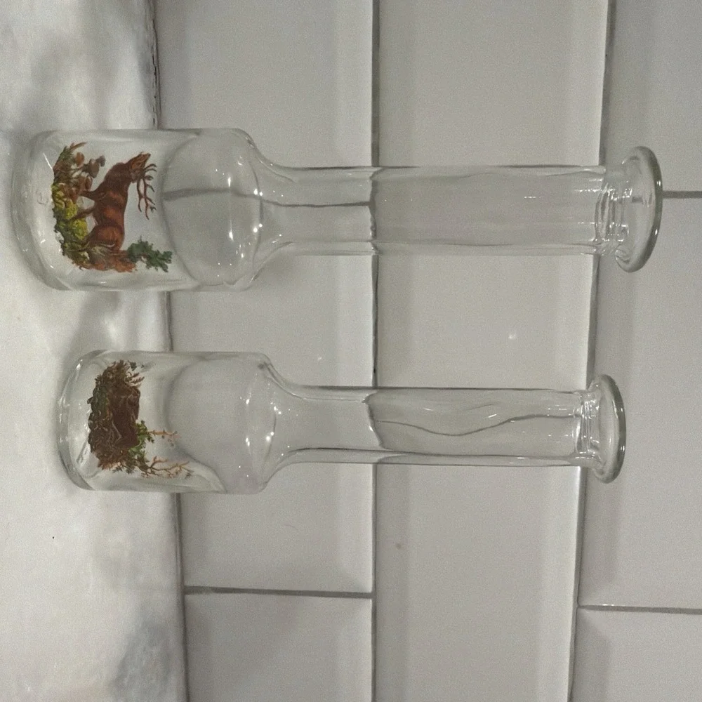 Pijacky Set Of 2 Vintage Shot Glasses With Wildlife Scene